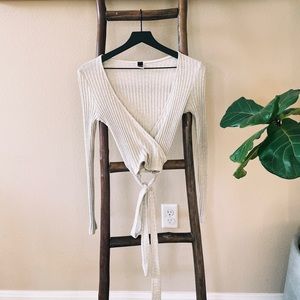 Wrap Long Sleeve Crop Top